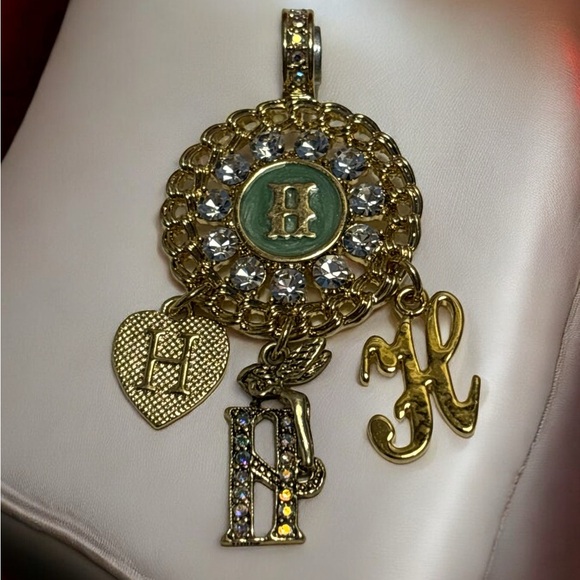 Kirks Folly Gold Tone Crystal Charm Enhancer Pendant 2-1/2” - Picture 1 of 4